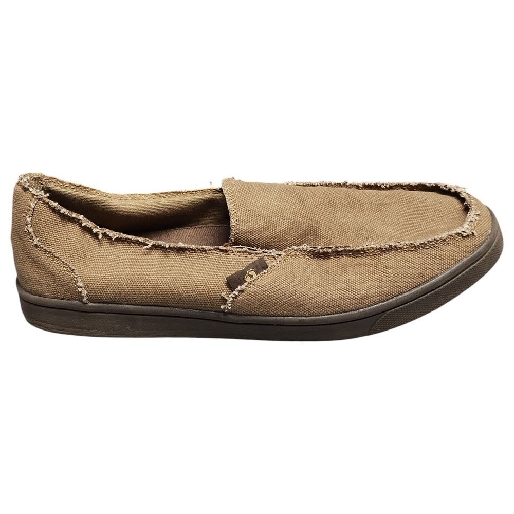 Hang‎ Ten Frayed Comfort Shoes Mens 12 Brown Canvas Round Toe Slip On HT11108BRN